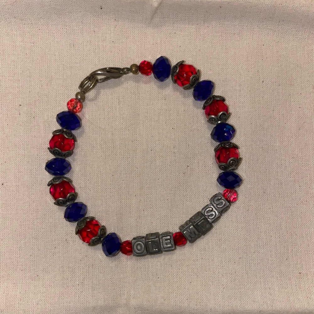 Custom beaded OLE MISS bracelet